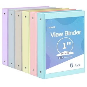 Sunee 1" View Binder 6 Pack